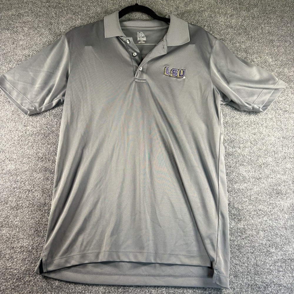 LSU Tigers Polo Shirt Mens Medium Gray Knights Apparel Embroidered NCAA Golf